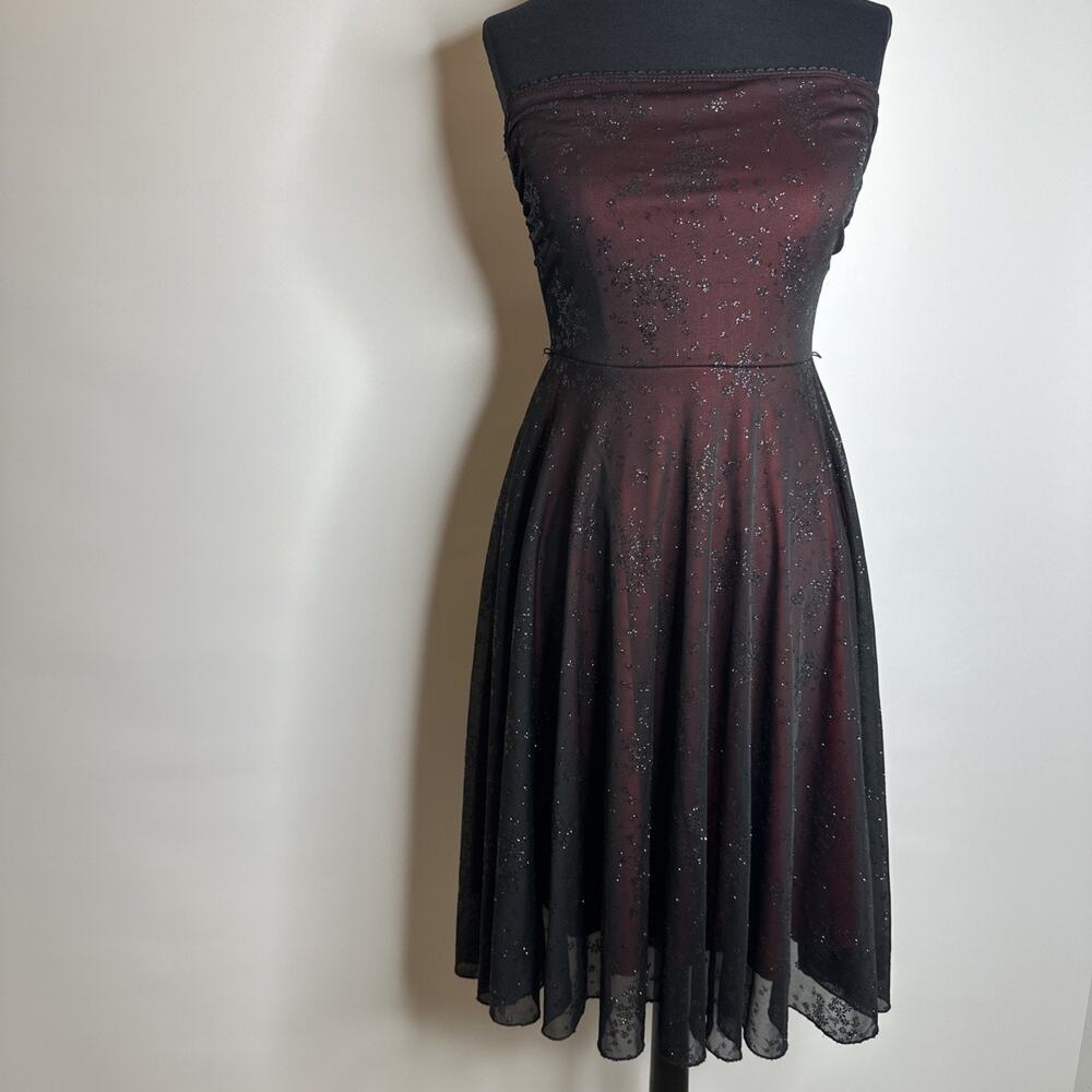 Vintage 2000s Forever 21 Dress Womens Medium Black Red Mesh Babydoll Whimsy USA